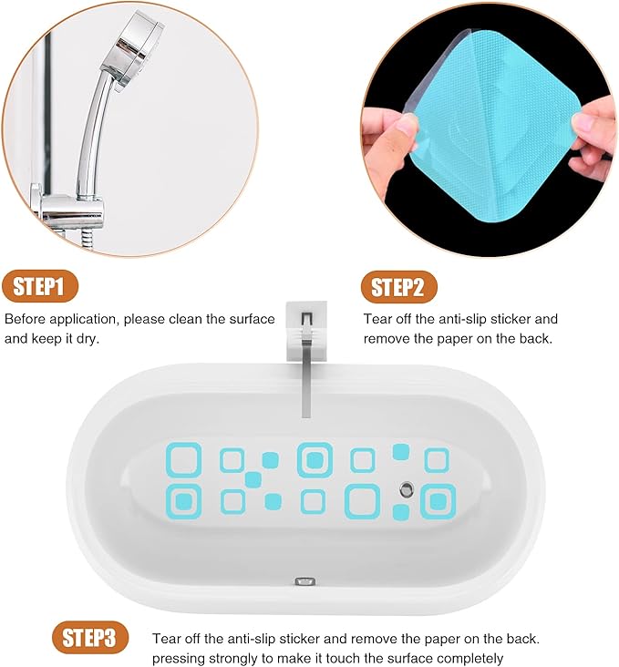 Non-Slip Bathtub Stickers, 36 PCS Safety Bathroom Tubs Showers Treads Adhesive Decals Scraper (Blue)