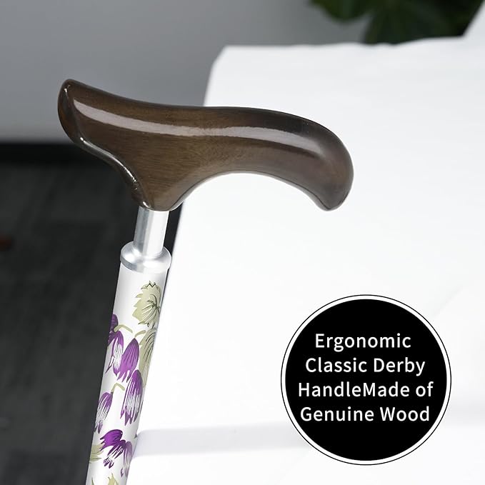 Stylish Foldable Walking Cane - Pattern Printed, Adjustable, for Men and Women Stability and Balance, Light Weight, for 5'~6' Height