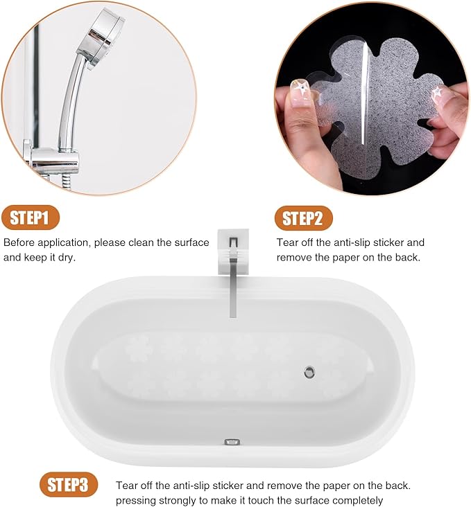 Original 24PCS Upgraded Gentle Bathtub Stickers Non-Slip, Safety Shower Treads Adhesive Appliques with Premium Scraper