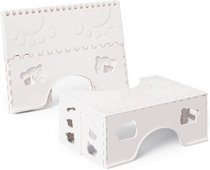 2 Pack Foldable Potty Squatting Stool for Adults, Portable Toilet Poop Stool for Adult Squat, Lightweight Collapsible Bathroom Stool for Travel, Banco Para Bao Foot Step Stool for Toilet, White