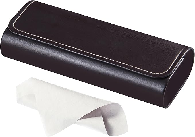RayLove Hard Shell Glasses Case, Lightweight Leather Eyeglass Case, Travel-Friendly Sunglasses Protector for Men & Women