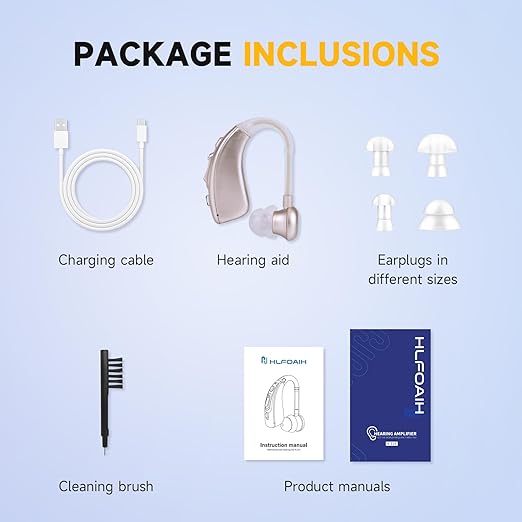 Compact, portable noise-canceling Hearing Amplifier, rechargeable, delivers clear all-around sound(Silver)