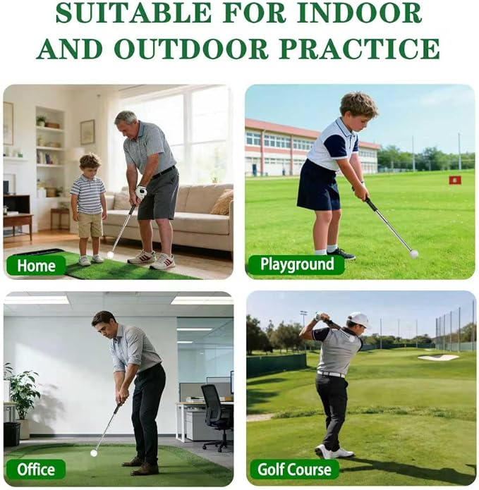 Golf Swing & Golf Grip Trainer with Arm Band for Right & Left Handed | Retractable Golf Training Aid with Click Feedback & Grip Correction, Great for Indoor & Outdoor Practice, Golf Gifts for Men