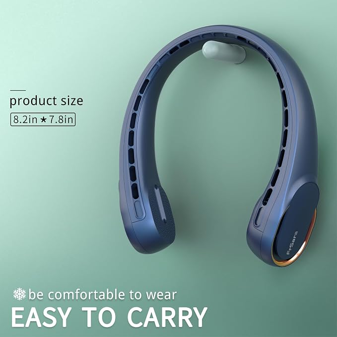FrSara Neck Fan, Portable Personal Fan Strong Wind, 4000mAh, 360° Cooling | Air Volume, No Hair Twisting, Air Volume On 2 Sides, Non-Slip, Quick Charge, Long Use Time, Birthday Gift for Women, Dad, Men