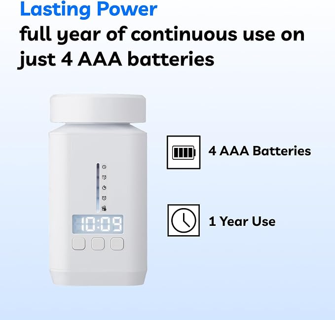 DEFI Smart Pill Bottle - Bluetooth Medication Reminder with Sound & Light Alarm, LED Time Display, Auto Dose Tracking App, 1-Year Battery, Travel Pill Organizer for Vitamins & Supplements