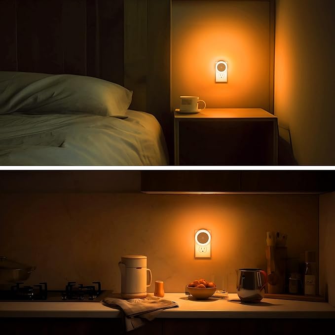 Briignite Amber Night Light Orange, LED Night Lights for Kids, 4 Pack, Plug in Night Light, Hallway Lights, Wall Light, Nightlight for Adult, 0.6W 60LM