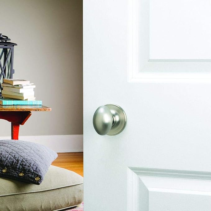 Design House Egg Dummy Door Knob, One-Sided Non-Turning Decorative Door Knob for Closet and French Doors, Satin Nickel, 750620 | Surface, Traditional, Brass, Hardware, 750620