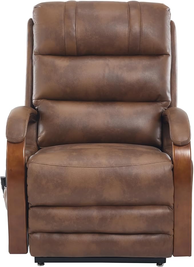 Trustyue Power Lift Recliner Chair,180° Lay Flat Recliner,Lift Chair with Massage and Heat,Standing Assistance, Living Room Chair for Elderly People Faux Leather, Brown
