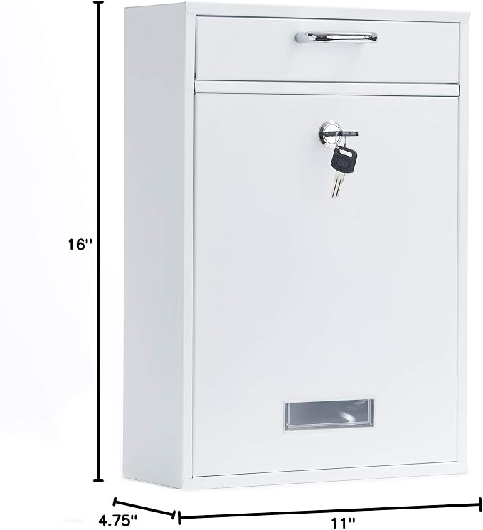 Wall Mounted Locking Vertical Dropbox Mailbox - Safe and Secure (Large) | Made with Galvanized Steel
