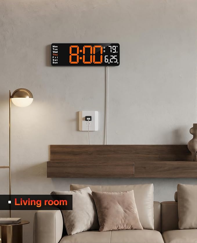Digital Clock Large Display, 13" Large Wall Clock for Classroom | Big Led Wall Clocks with Remote Control,Date,Week,Alarm,Temp & DST for Bedroom,Living Room,Gym,Office