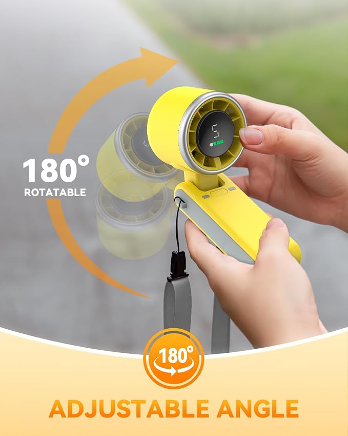 PlayHot Portable Handheld Turbo Fan, Travel Essentials, Gifts for Women/Men | 5-Speed, Up to 12H, 10m/s Airflow, USB-C Rechargeable, LED Display, 3-in-1 Foldable Personal Fan for Cruise, Beach, Vacation