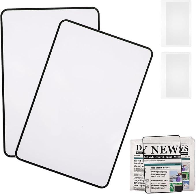 Dimeho 4 Pcs Page Magnifying Sheet 3X 5X Clear Lightweight Magnifier Flat Plastic Optical Fresnel Lens Handy Card Size Magnifier Bookmark for Seniors Reading Small Prints People with Low Vision