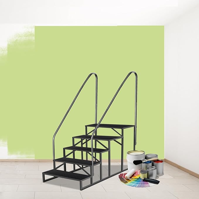 Step Ladder, Step Stool with Handle, Heavy Duty Pool Ladder Above Ground 660Lbs, Camper Steps Outdoor Steps RV Stairs for Reaching High, Portable Home Stairs for Travel Trailer (5 Step, Double Handle)