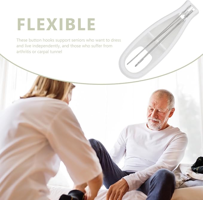 Healeved Button Hook and Zipper Puller One-Hand Button Assist Device with Grip Handle Dressing Aid for Arthritis and Mobility Impaired Adults