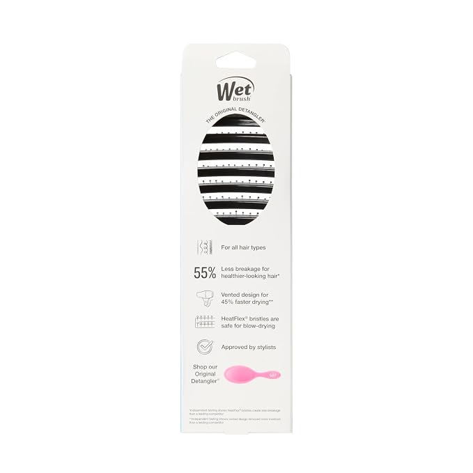 Wet Brush Speed Dry Hair Brush, Black, Vented Design & Soft HeatFlex Bristles, Blow Dry Safe, Ergonomic Handle Manages Tangles & Uncontrollable Strands, Pain-Free Hair Accessories (Pack of 2)