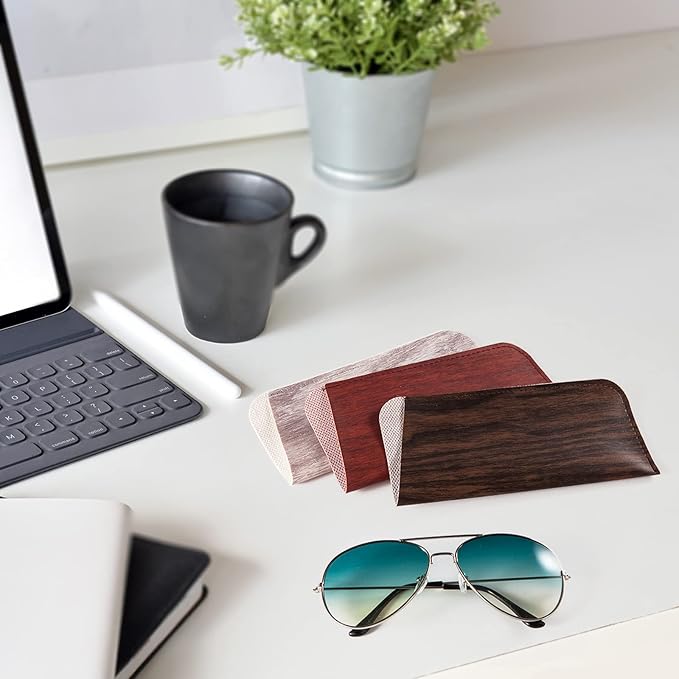 TRIUMPH VISION 3 Pack Reading Glasses Pouch Soft Case Eyeglass Sleeve Slim | Alternative to Bulky Case in bag, Lightweight Lined Padded Protect Optical lens Slip in, Cute Pattern Portable for Daily Use
