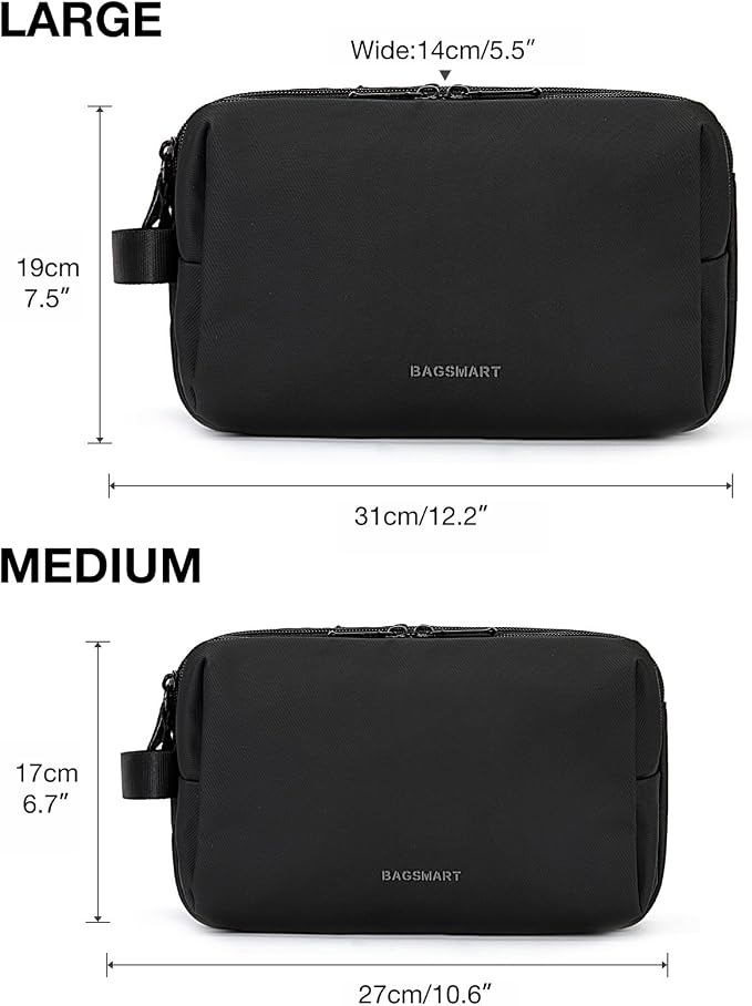 BAGSMART Toiletry Bag for Men, Travel Toiletry Organizer Dopp Kit Water-resistant Shaving Bag for Toiletries Accessories, Door Room Essentials,Green-medium