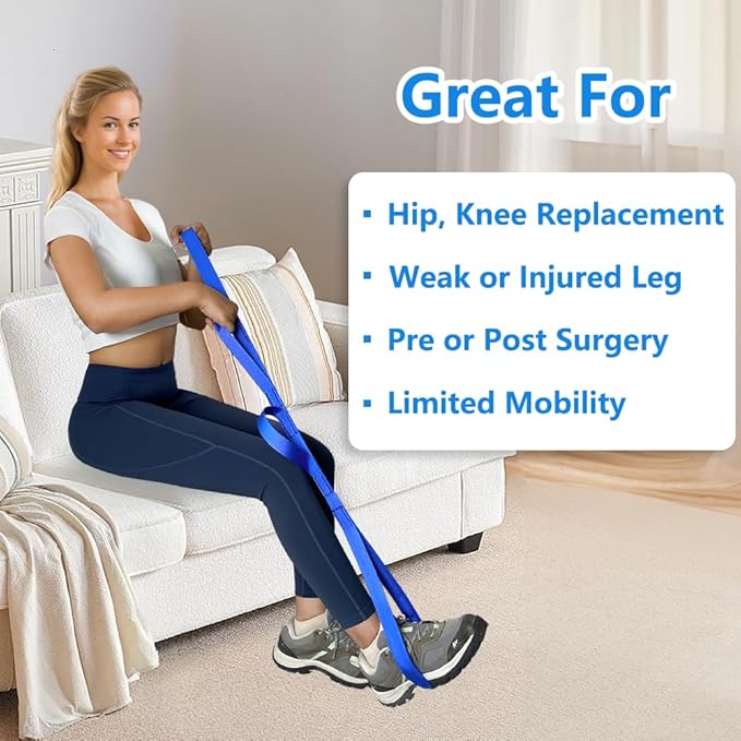 42 Inch Leg Lifter, Leg Lifter After Hip Replacement, Leg Lifter for After Knee Surgery, Leg Lifter Strap Rigid with Multi Loops, Leg Lifters Getting Legs in and Out of Bed, Car, Couch, Wheelchair