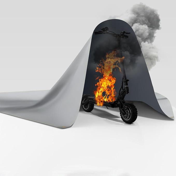 FLASLD Fireproof Lithium Battery Cover 40×40 inch, Fastest & Simplest Way to Isolate and Extinguish Small Fires, Fire Blanket for E-Scooter and E-Bike Grey