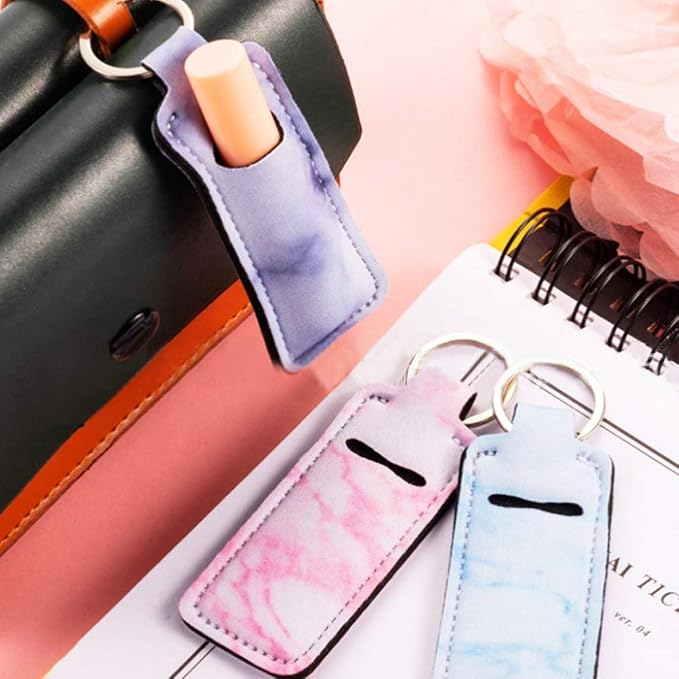 Pengxiaomei 3 Pcs Chapsticks Holder Keychain for Lipstick, Stocking Stuffers for Teen Girls Women Small Christmas Gifts