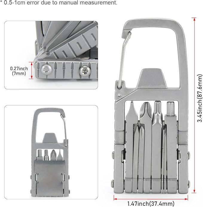 2 Pack 12 in 1 Keychain Multitool Screwdriver Bit Folding Multi Tool Bottle Opener Portable Pocket Tool for Outdoors Camping