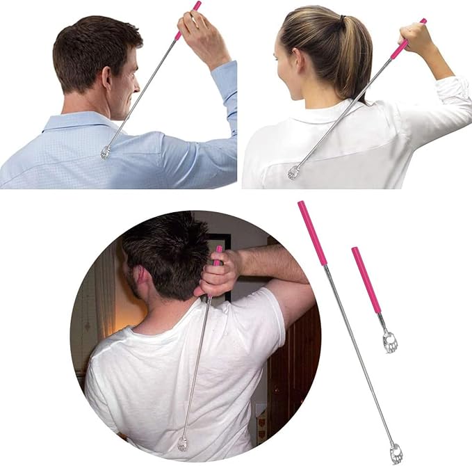 WOVTE Bear Claw Telescopic Back Scratcher for Women, Mothers Day Gifts Christmas Birthday Gifts Stocking Stuffers for Women Mom(Pink)