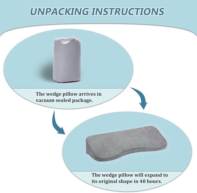 Long Wedges for Bed Positioning Pillow for After Surgery Curved Shaped Medical Wedge Pillows for Seniors to Prevent Bed Sore and Improve Healing Process No-Slip Bottom Height 5 Inch