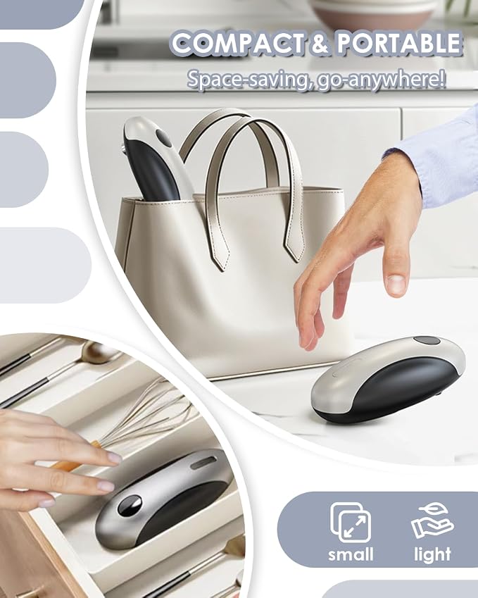 Rechargeable Electric Can Opener,One-Touch,Hands-Free,Smooth Edge | Effortless safe Automatic Fits Most Round & Square Cans Cord-Free Convenience Camping Kitchens RVs Beginner-Friendly