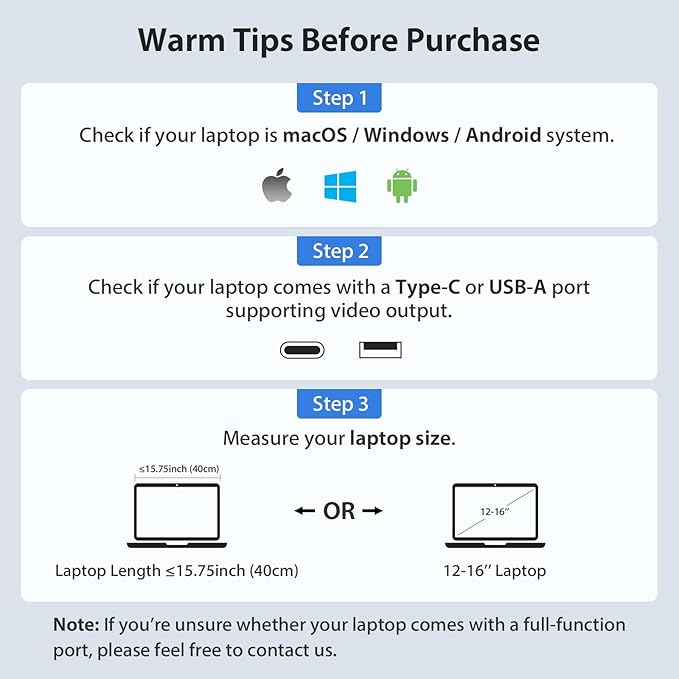 KYY Laptop Screen Extender, 14'' FHD 1080P USB-C Portable Monitor, IPS Computer Monitor, Dual Monitor for Triple Screen, for 12"-16" Laptop (Mac, Wins, Android) Driver Need