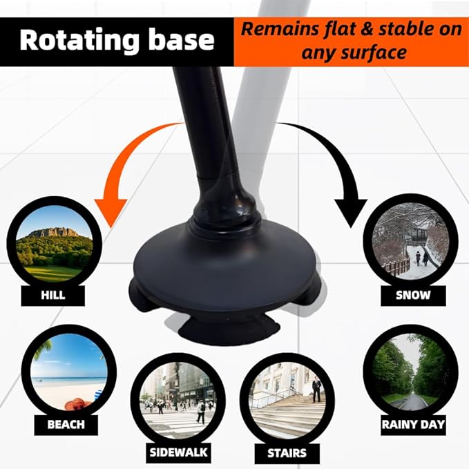 Walking Cane Crutches for Adults,Men&Women Seniors-Foldable Adjustable Lightweight Walking Stick with Waterproof Slip-Resistant Handle,360°Rotating Base&Wrist Strap-for Daily Support