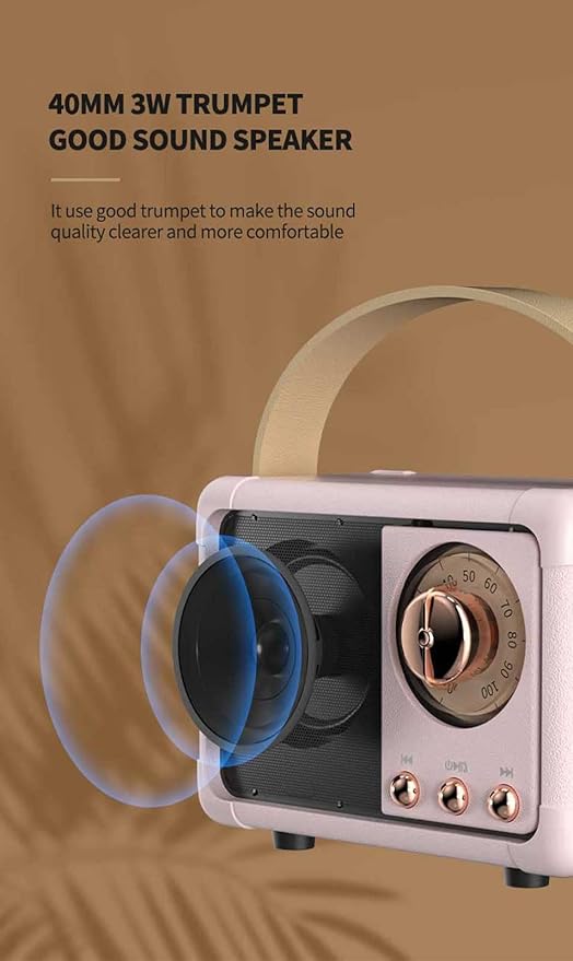 Dosmix Retro Bluetooth Speaker, Vintage Decor, Small Wireless Bluetooth Speaker, Cute Old Fashion Style for Kitchen Desk Bedroom Office Outdoor,Birthday Gifts Ideas for Women Teenage