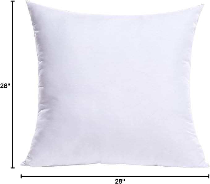 MIULEE 28x28 Euro Throw Pillow Insert for Couch Sofa Bed | Premium Virgin Filling, Soft Brushed Fabric, Decorative Pillow, Lumbar Back and Neck Support