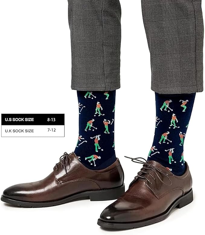 KIOMY Sock with Frustrated Golfer Design, Funny Golf Socks for Men, 1 Pair per Pack - Size 8-13
