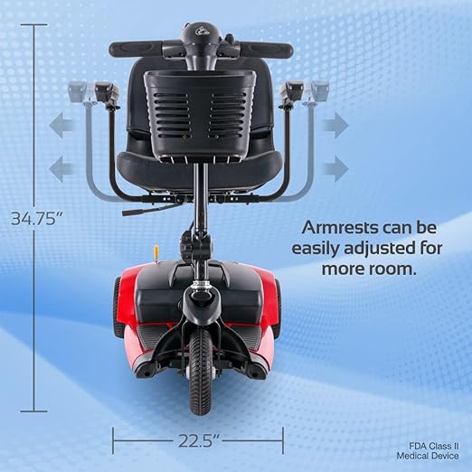 Rascal Venture 3-Wheel Mobility Scooter, Long-Range Battery-Powered Electric Travel, Easy Compact Transport, Battery Included, for Indoor/Outdoor Use