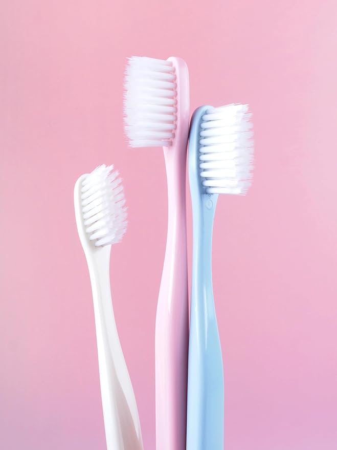 Soft Toothbrush Pack, 5 Count, Advanced Quad-fine Bristles Technology, Tapered Bristles for Sensitive Teeth, Gums & Deep Plaque Removal, Self Flossing Manual Toothbrushes, Assorted Colors