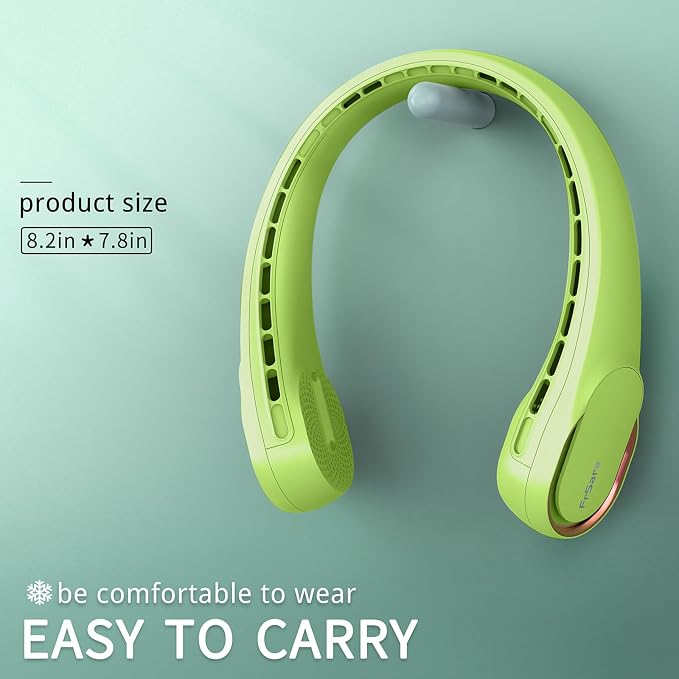 FrSara Bladeless Portable Neck Fan, 5200mAh, 3-Speed, 360° Surround Wind, Ultra-Quiet, USB Rechargeable, Wearable Portable Fan, Avocado Green | new upgraded version, 4000mAh , 3-Speed , 360° Surround Wind, Ultra-Quiet, USB Rechargeable, Wearable Portab...