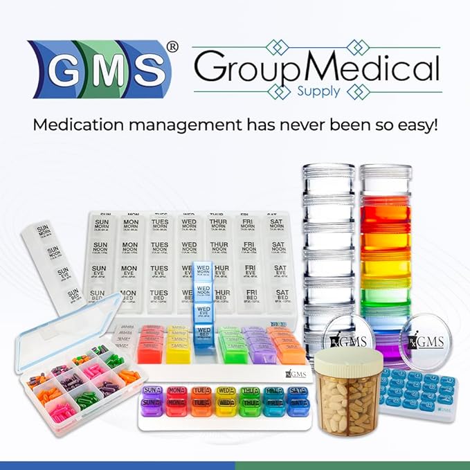 GMS Squeezable Pocket Pill Case - Small, Lightweight Pill Organizer Ideal for Travel - Holds Medicines Securely - Sturdy Design with Easy Fuss-Free Access - 2 Inch Pocket Sized & Discreet - 2 Pack