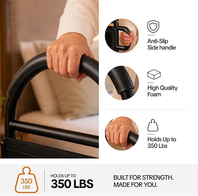 Medical king Bed Rails for Elderly Adults Safety Bed Assist Rails for Seniors with Adjustable Heights ASTM Approved Easy to get in or Out of Bed with Floor Support