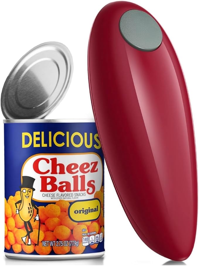 Electric Can Opener, Hands Free One Touch Automatic Can Openers Fit Different Can Sizes and Shape with No Sharp Edges for Kitchen, Kitchen Gadgets for Senior with Arthritis (red)