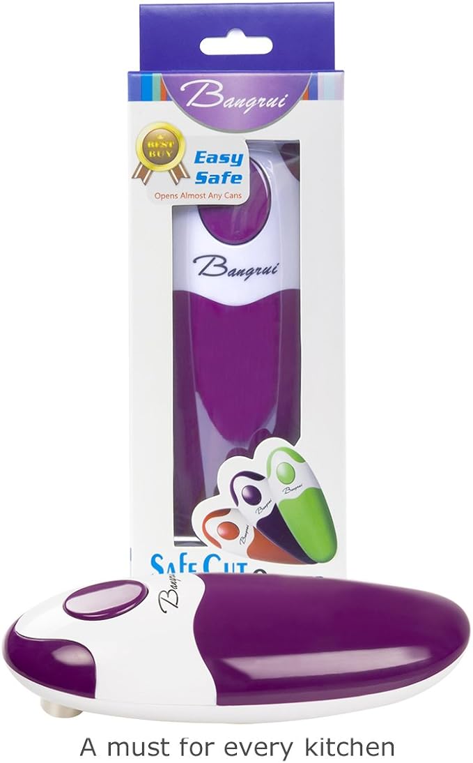 Kitchen Automatic Safety Cordless One Tin Opener&Bangrui Professional Electric Opener.One-touch switch .Smooth can edge.Being friendly to left-hander and arthritics!(Purple)