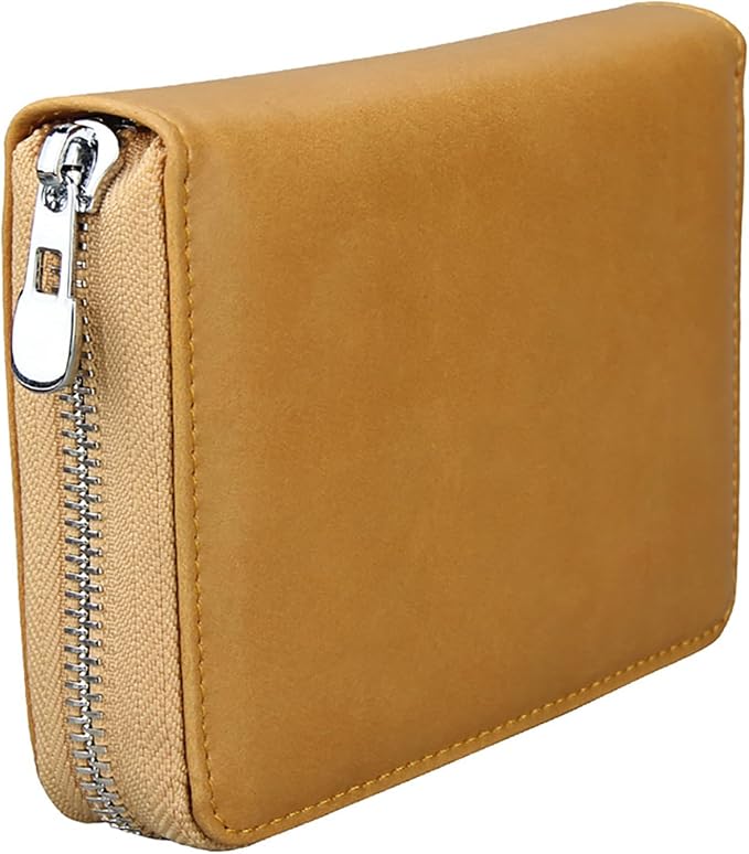 RFID Blocking 24 Slot Credit Card Holder Wallet Real Leather Multi Card Organizer Wallet with Zipper