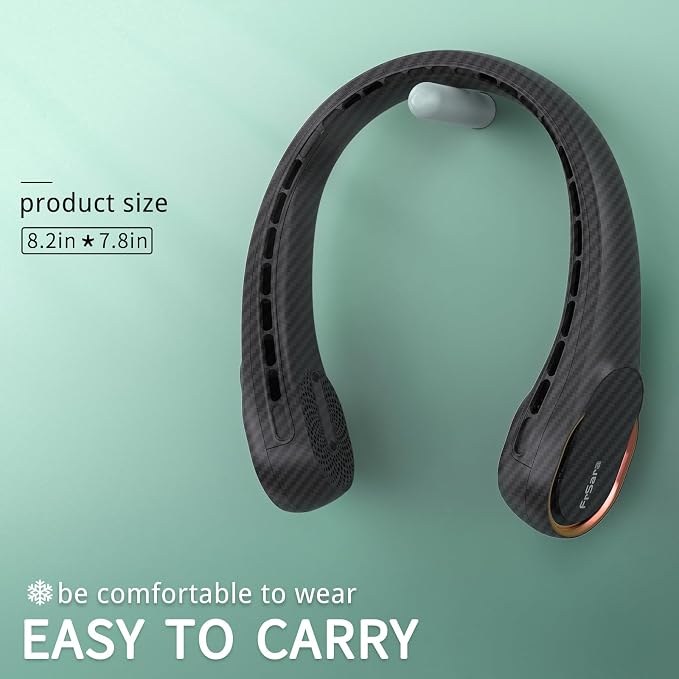 FrSara Neck Fan, Portable Personal Fan Strong Wind, 4000mAh, 360° Cooling | Air Volume, No Hair Twisting, Air Volume On 2 Sides, Non-Slip, Quick Charge, Long Use Time, Gift for Women, Men, Birthday