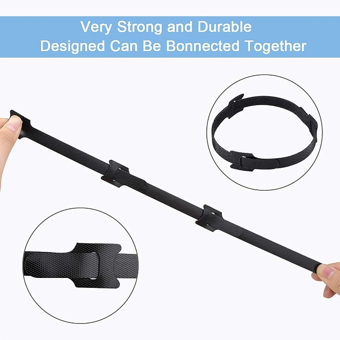 Nettbe Reusable Cable Ties, 126 PCS 8 Inches Adjustable Cord Straps Wire Organizer Cord Wrap and Hook Loop Cable Management