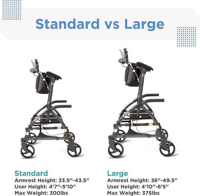 Journey UPWalker Large – The Original Upright Walker – Premium, Lightweight Adjustable Upright Rollator Walker with Seat for Adults, Seniors & The Elderly
