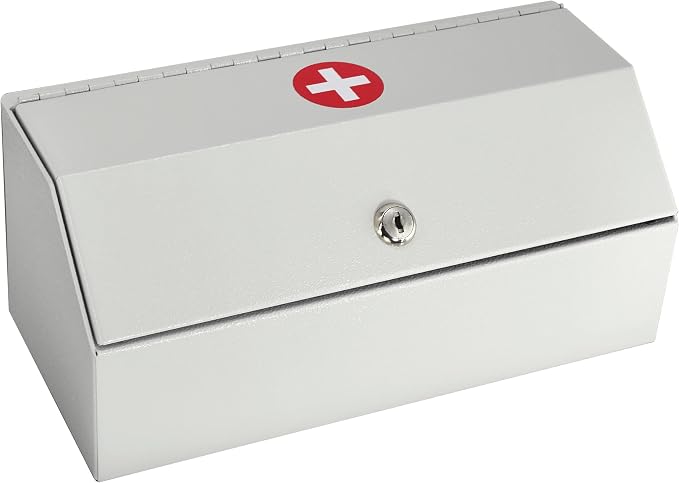 POCHAR Wall Mount Locking Medicine Cabinet for Prescription Safe Storage | Locking Medicine Box, Steel First Aid Medicine Cabinet with Lock, Child-Proof Medication Secure Box for Home, School, Office