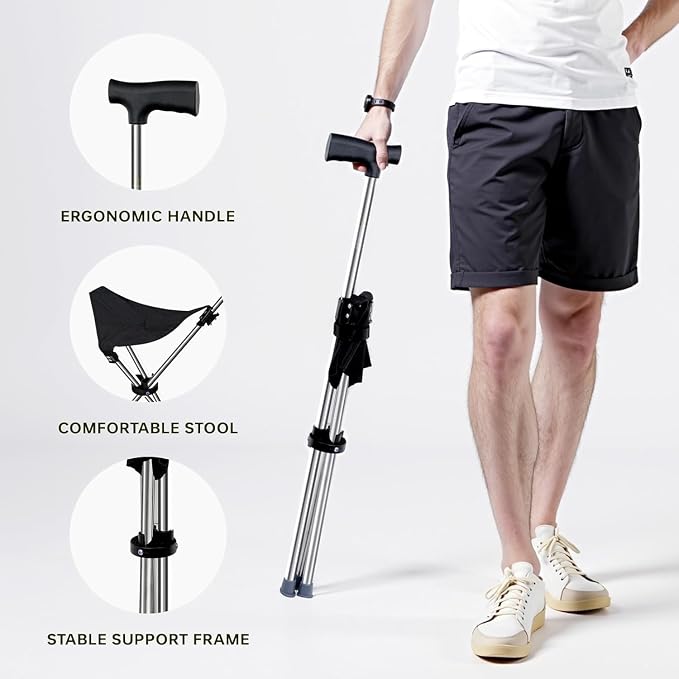 Lightweight Travel Stools for Adults. Cane with seat,Walking Stick,Foldable Chair,Hiking Stick,Camping,Hiking,Walking Cane Chair,Walking Stick with seat,Seatable Crutch Stool,Stick Chair