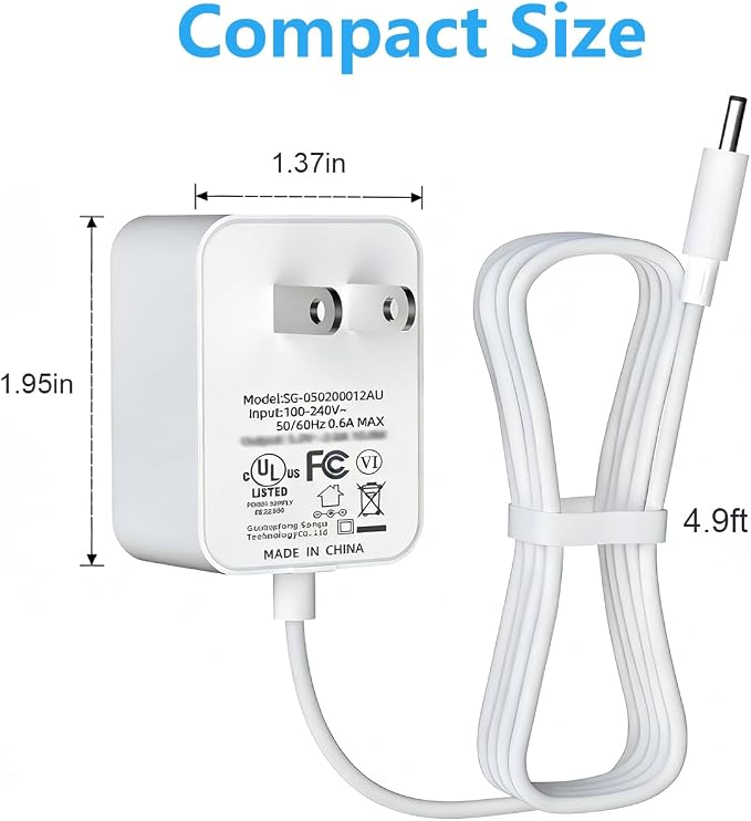 for Aura Frame Power Cord Replacement, UL Listed Charger for Aura Carver AF900 AF100 Digital Picture Frame with 5FT Charging Cable