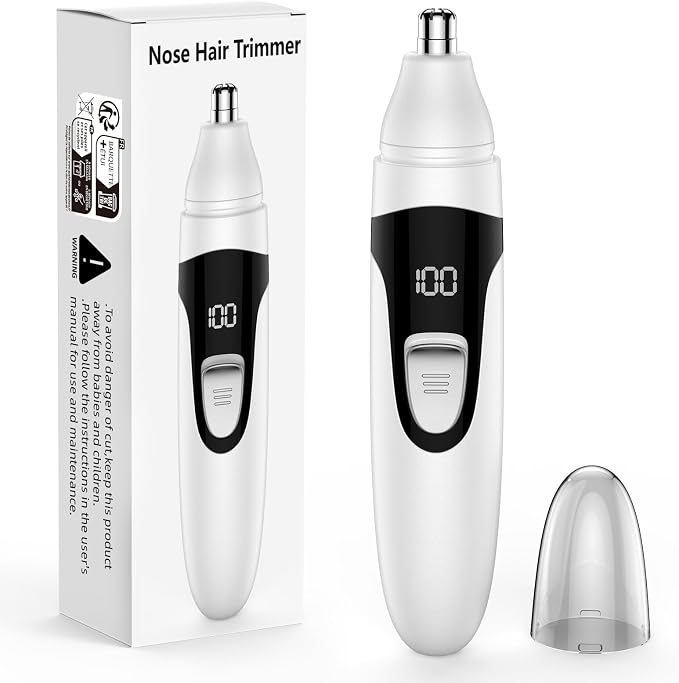 Nose Hair Trimmer,Painless Ear and Eyebrow Trimmer for Men with Dual Edge Blades,Rechargeable,Light Indicator Easy Washing