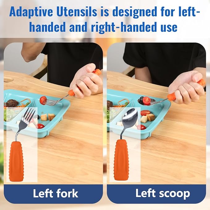 Adaptive Weighted Utensils Set – Spoon and Fork for Hand Tremors, Parkinson’s, Elderly, and Arthritis – Adaptive Eating Utensils for Weak Grip and Limited Mobility
