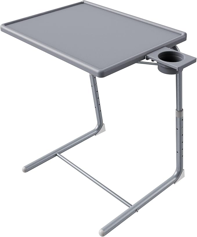 HUANUO Adjustable TV Tray Table - TV Dinner Tray on Bed & Sofa, Comfortable Folding Table with 6 Height & 3 Tilt Angle Adjustments (Gray)